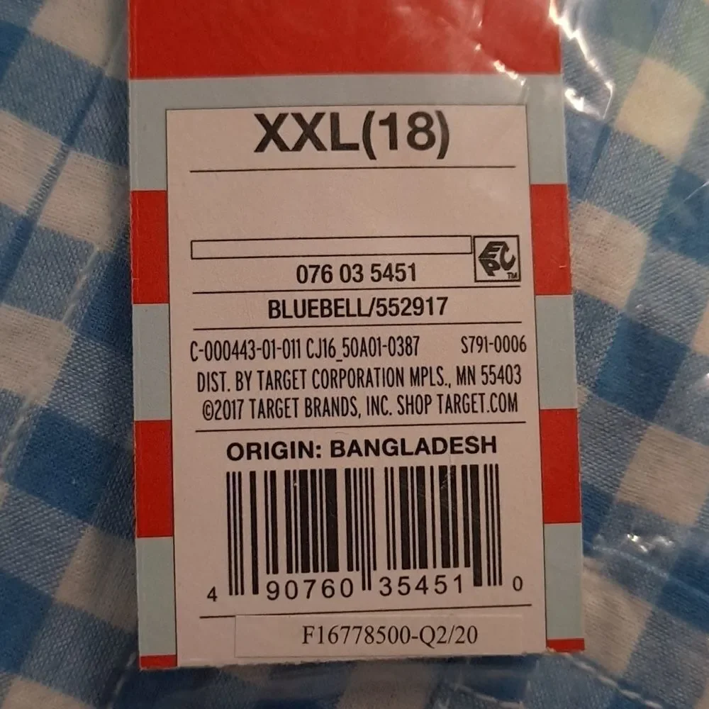 Cat & Jack Target Brand Long Sleeve Plaid Button Shirt Bluebell Blue White Plaid